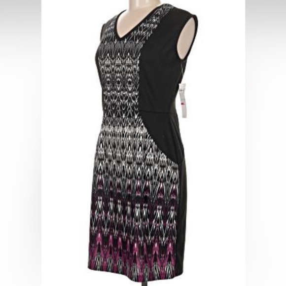 NWT Maggy  London Black and White Geometric Midi Dress - Picture 5 of 5